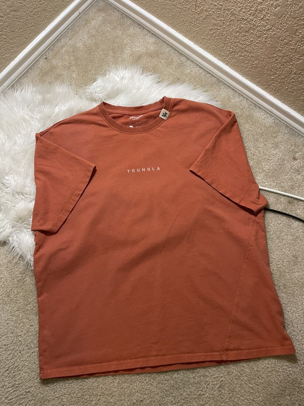 YoungLA (413) Oversized Bloc Tee Mens Size X-Large Orange Color